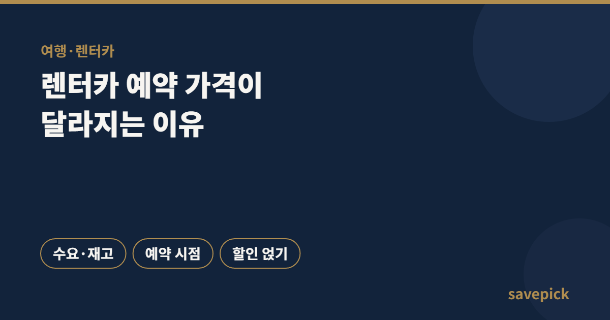 렌터카 예약 가격이 달라지는 이유 — 싸게 잡는 타이밍과 할인 얹는 법 3 렌터카 예약 가격이 달라지는 이유 — 싸게 잡는 타이밍과 할인 얹는 법