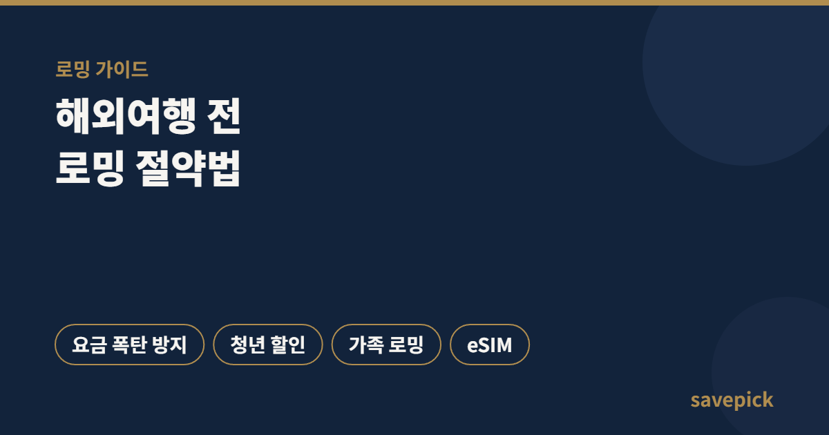해외여행 전 로밍 절약법 — 요금 폭탄 막고 청년·가족 할인까지 1 해외여행 로밍 요금 폭탄 방지, 청년 할인, 가족 로밍, eSIM 안내 이미지